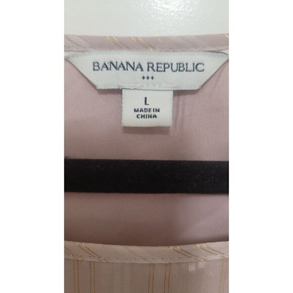 BANANA REPUBLIC WOMEN'S LONG SLEEVE METALLIC BROWN GOLD/SILVE STRAP TIE ON THE S - Picture 7 of 10
